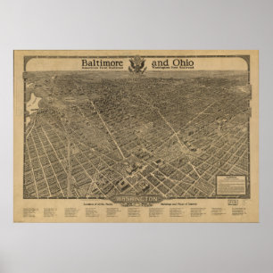 Affiche Washington DC 1923 Antique Panoramic Map