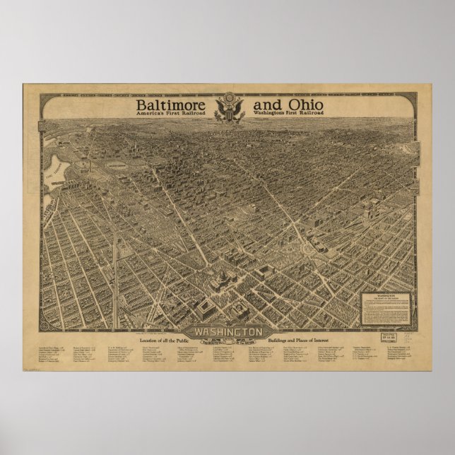 Affiche Washington DC 1923 Antique Panoramic Map (Devant)