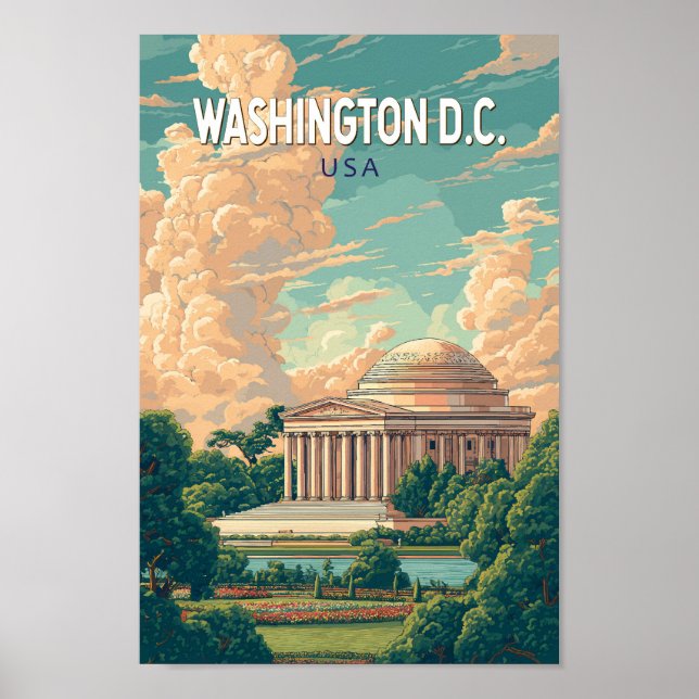 Affiche Washington DC Thomas Jefferson Memorial Travel Art (Devant)
