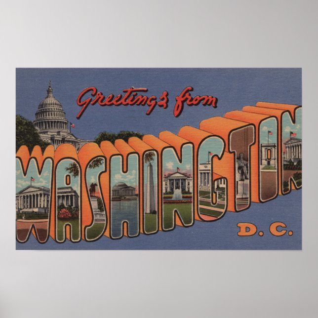 Affiche Washington (État) - Scènes de grandes lettres 2 (Devant)