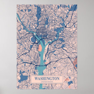 Affiche Washington - États-Unis Breezy City Map