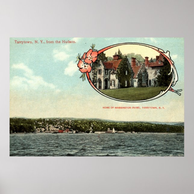 Affiche Washington Irving, Tarrytown, New York Vintage c19 (Devant)