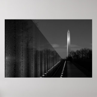 Affiche Washington Monument & Vietnam Wall B&W