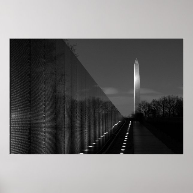 Affiche Washington Monument & Vietnam Wall B&W (Devant)