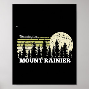 Affiche Washington Randonnée Mont Rainier Arbres Nature Fo