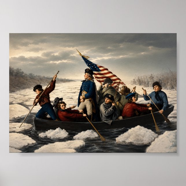 Affiche Washington traversant le Delaware histoire d'Améri (Devant)