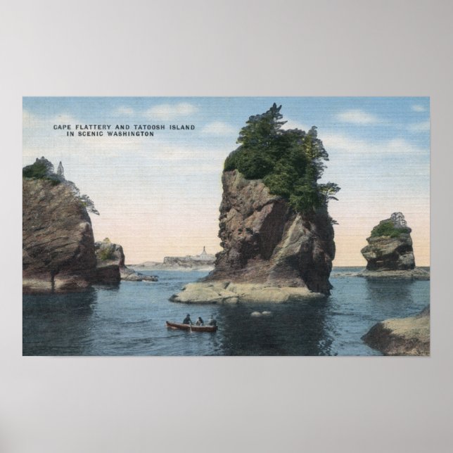 Affiche Washington - Vue de Cape Flattery & Tatoosh (Devant)