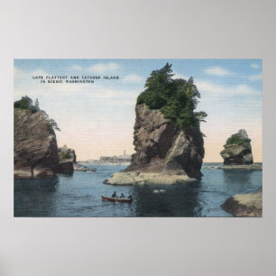 Affiche Washington - vue de flatterie et de Tatoosh de cap