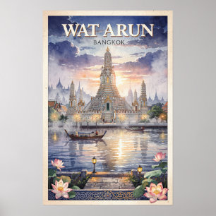 Affiche Wat Arun Bangkok Voyage Vintage