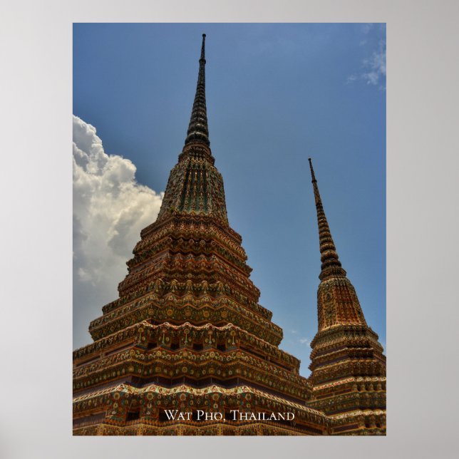Affiche Wat Pho Stupa Padoga Temple Thaïlande Voyage (Devant)