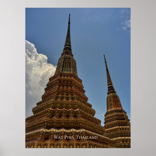 Affiche Wat Pho Stupa Pagode Temple Thaïlande Voyage (Devant)