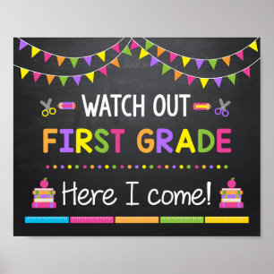 Affiche Watch Out First Grade Here I come, back to school
