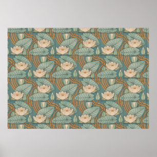 Affiche Water Lys Lily Art Nouveau Nature