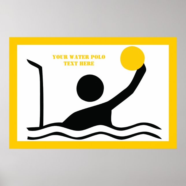 Affiche Water polo player black silhouette custom (Devant)