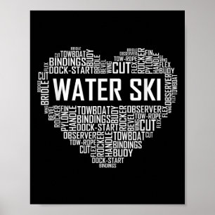 Affiche Water Ski Coeur Amant Cadeau Waterski Love Cadeaux