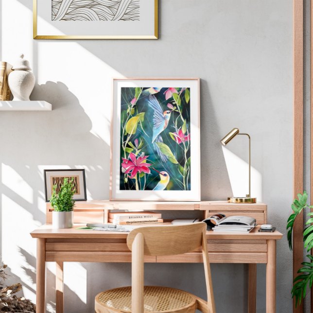 Affiche Watercolor Abstract Hummingbird Wall Art (Créateur téléchargé)