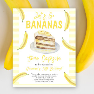 Affiche Watercolor Banana Gâteau Temps Capsule 1er anniver