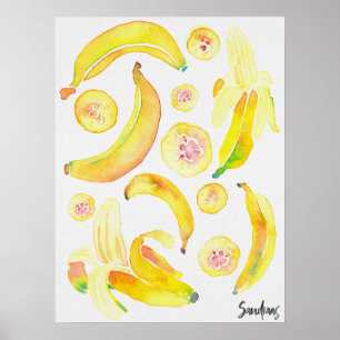 Affiche Watercolor Bananas