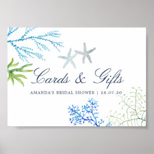Affiche Watercolor Beach Bridal Shower Cards and Gifts