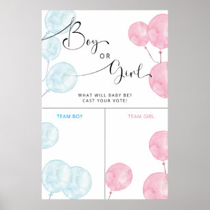Affiche Watercolor blue and pink gender reveal voting sign