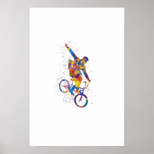 Affiche Watercolor bmx rider (Devant)