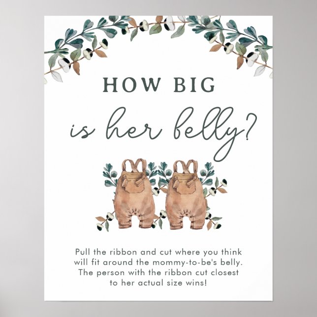 Affiche Watercolor Boho Gender Neutral Twins Shower Games  (Devant)