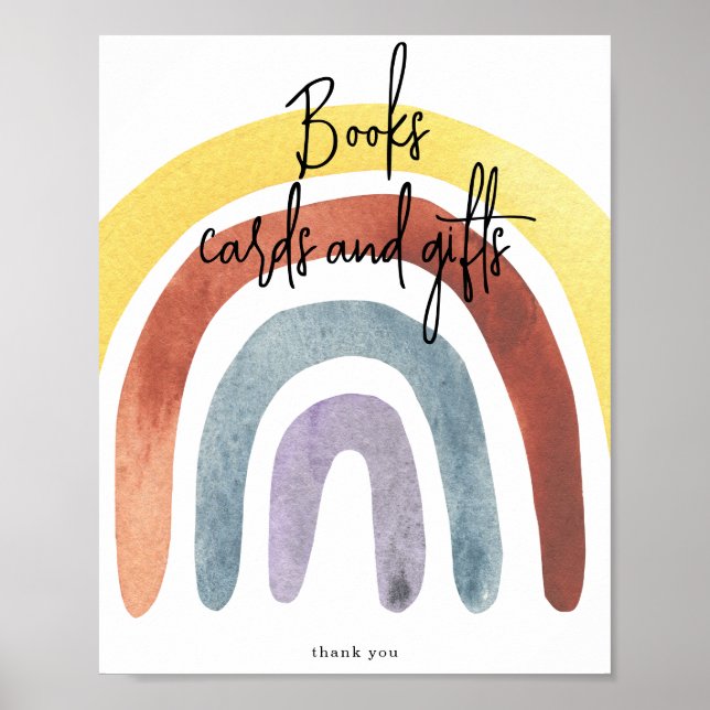 Affiche Watercolor Boho Rainbow Livres cartes et cadeaux (Devant)