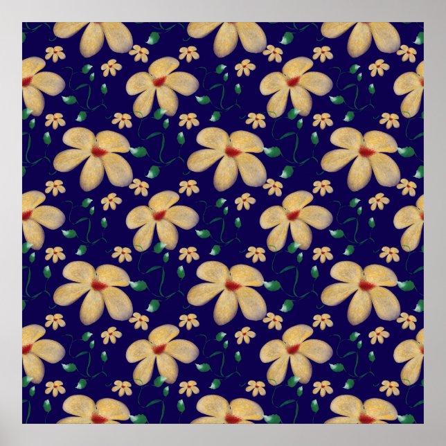 Affiche Watercolor Botanical Seamless Pattern   (Devant)