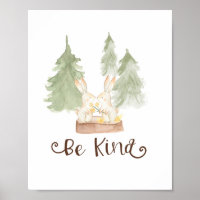 Watercolor Bunny Woodland Friends Be Kind Nursery