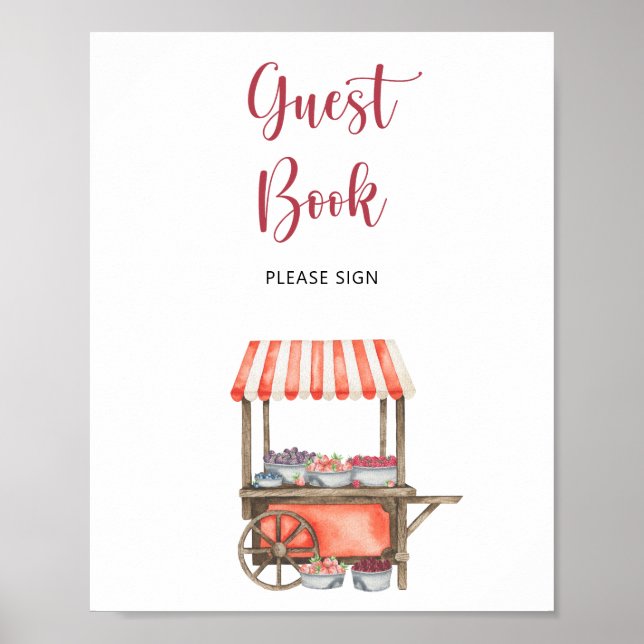 Affiche watercolor cart berry \ Guest book (Devant)