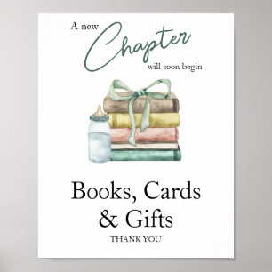 Affiche Watercolor Chapitre baby shower Livres Cartes et C