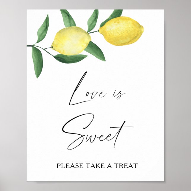 Affiche Watercolor citrus - love is sweet take a treat (Devant)