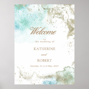 Affiche Watercolor Coastal Budget Photo Mariage