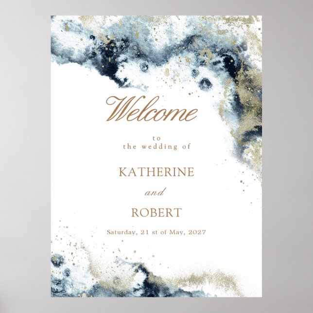 Affiche Watercolor Coastal Budget Photo Mariage (Devant)