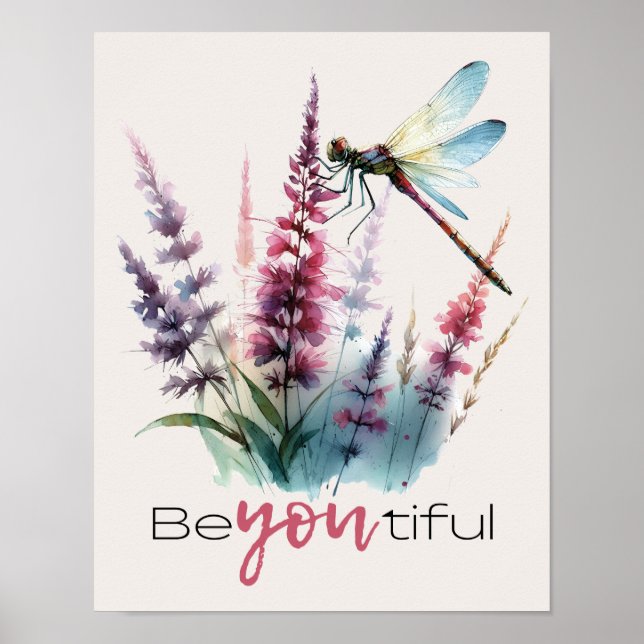 Affiche Watercolor Dragonfly Beyoutiful Inspirational Art (Devant)