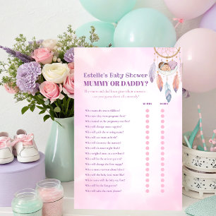 Affiche Watercolor Dreaatcher Baby shower MoM Papa jeu