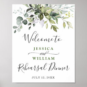 Affiche Watercolor Eucalyptus Greenery Rehearsal Dinner