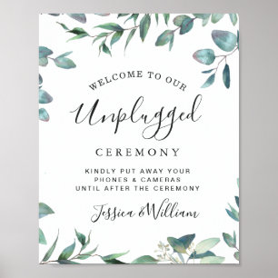 Affiche Watercolor Eucalyptus Unplugged Wedding Ceremony