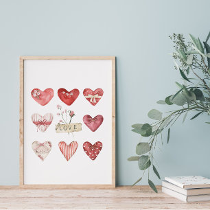 Affiche Watercolor Ferme Saint-Valentin Coeur