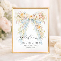 Watercolor Floral Bow Baby Shower Welcome