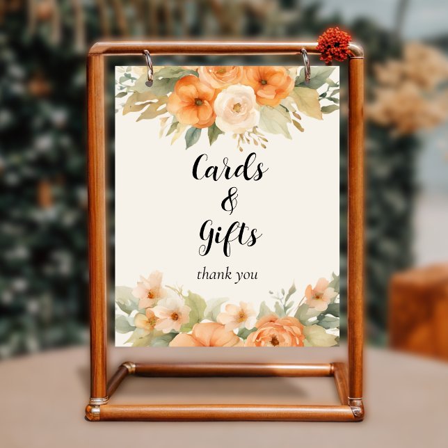 Affiche Watercolor Floral Cards and Gifts Wedding Sign (Créateur téléchargé)