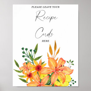 Affiche Watercolor floral Your recipe card here