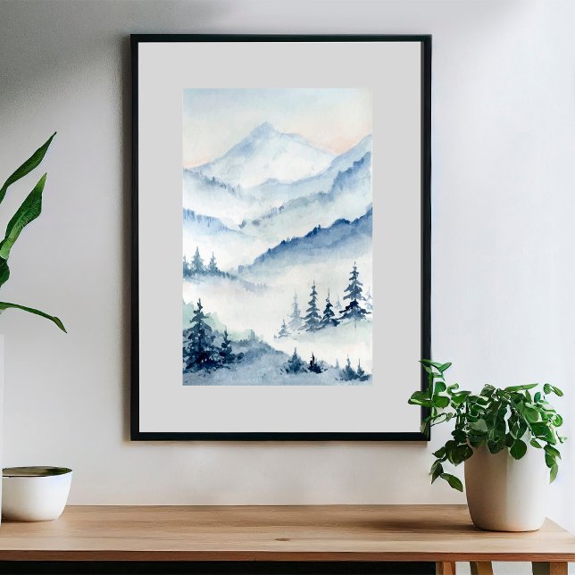 Affiche Watercolor Forest Mountains 5 (Créateur téléchargé)
