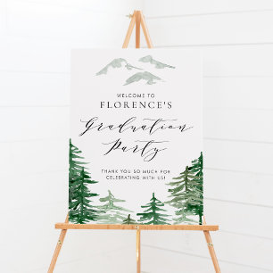 Affiche Watercolor Forest Woodland Graduation Party