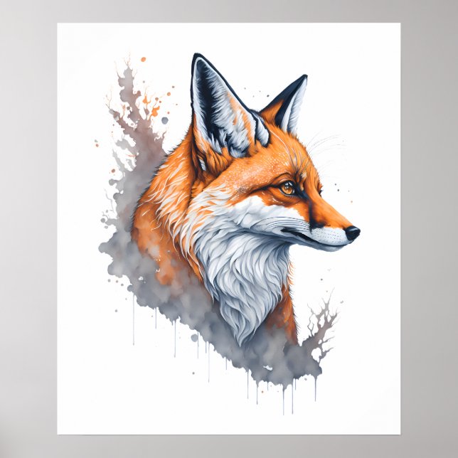 Affiche Watercolor Fox Portrait (Devant)