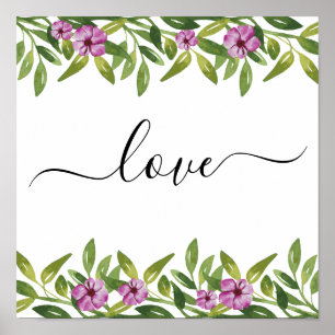 Affiche Watercolor garland manuscrit calligraphie florale