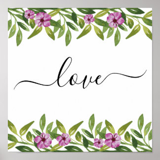 Affiche Watercolor garland manuscrit calligraphie florale