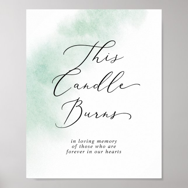 Affiche Watercolor Green This Candle Burns Memorial Sign (Devant)