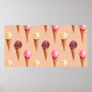 Affiche Watercolor illustration of ice cream. Séamlespat