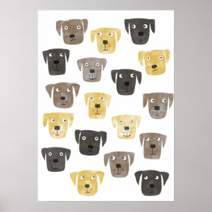Affiche Watercolor Labrador Retriever Dogs